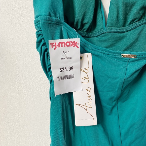 NWT BLUE/GREEN ANNE COLE HALTER SWIM SUIT - Picture 3 of 3